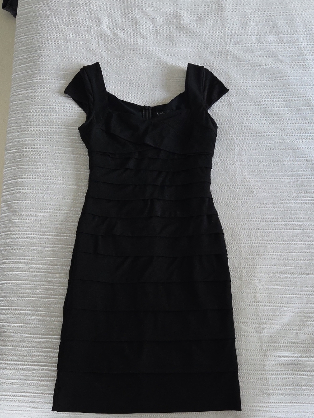White House Black Market Black Ruffled Cap-Sleeve Mini Dress